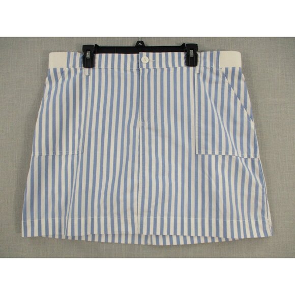 Lee Blue White Striped Cotton Skirt Preppy Classic Casual Size 18 M - Picture 1 of 9